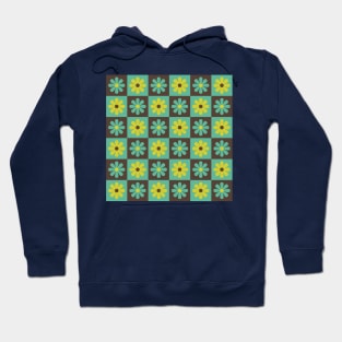 Teal Mod Flower Checkers Hoodie